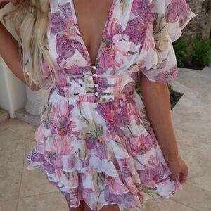Floral V-Neck Ruffle Dress